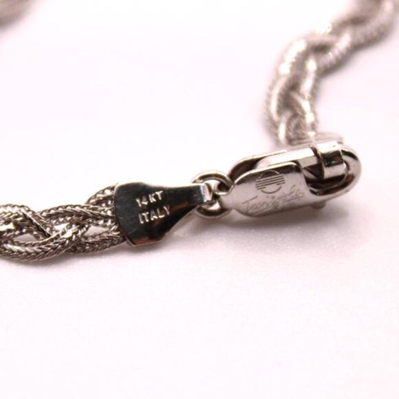 Tecnigold 14kt White Gold Braided Wheat Foxtail Chain Necklace 17" - Picture 7 of 7